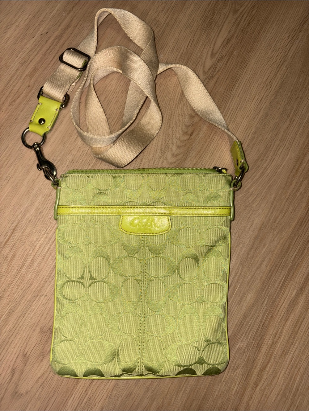 Coach Lime Green Signature Crossbody Bag